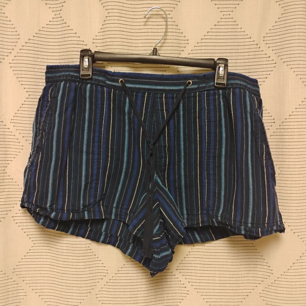 Gap Striped Blue Shorts Linen Cotton Blend Women's Size XL